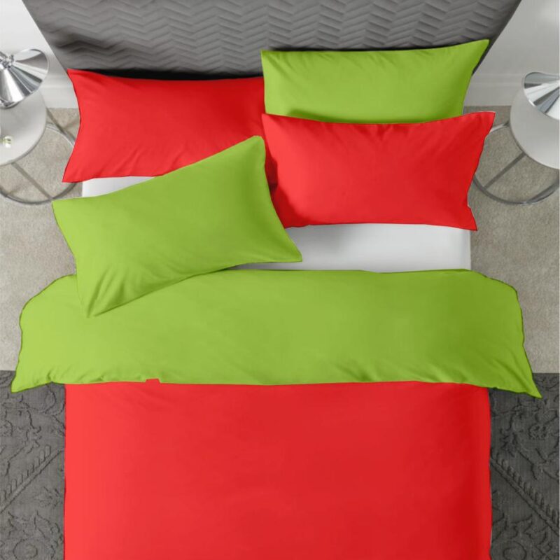 Posteljina s navlakom zeleno-crvena